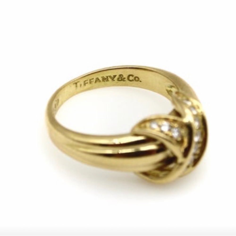 Tiffany & Co 18k gold ring with diamonds Size 5.5 - Picture 2 of 4